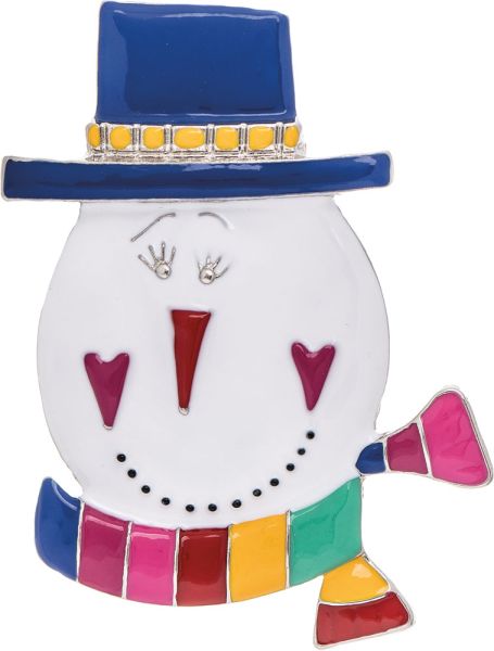 Silver Sweetheart Smile Snowman Pin